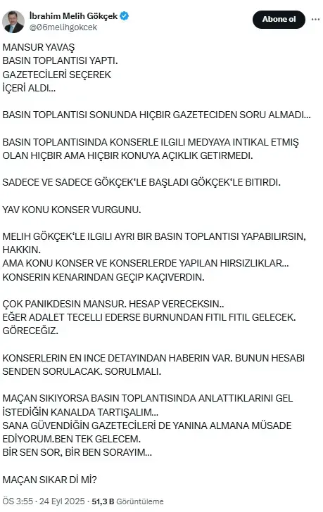 Gökçek'ten Yavaş'ın iddialarına yanıt: Maçan sıkıyorsa gel, istediğin kanalda tartışalım